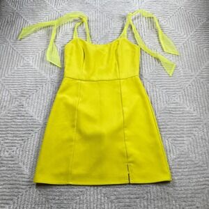 Adelyn Rae Mini Dress Womens S Neon Yellow Tie Night Out Sweetheart Party Event